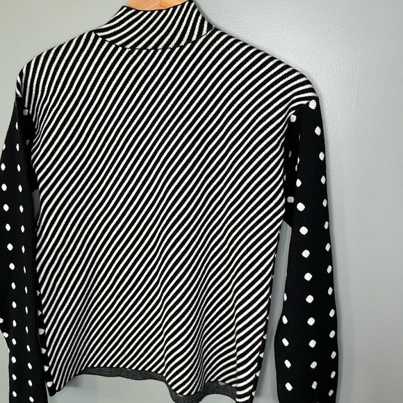 Anthropologie Lizzie Mock Neck Sweater Mixed Print Polka Dot Strips - Picture 8 of 11